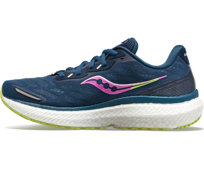 Women's Saucony Triumph 19 Running Shoes Navy / Green | Singapore 211EBCX